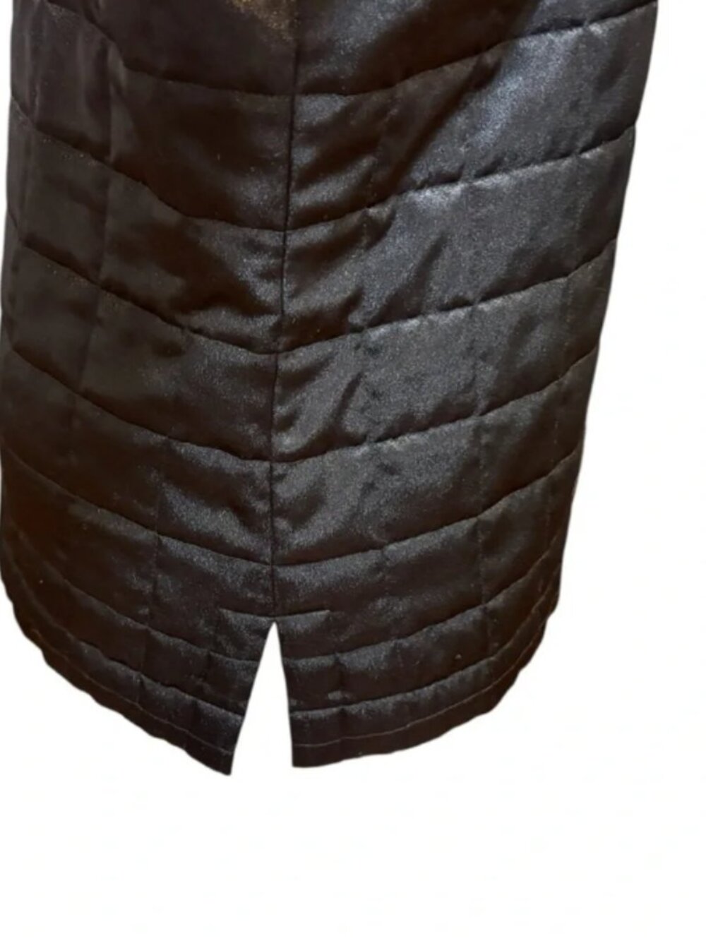 SPANNER Women's Jacket Shacket Black Satin Quilted Crystal Buttons Size L - Picture 6 of 7